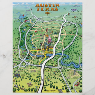 Austin Texas Cartoon Map Flyer