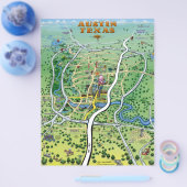Austin Texas Cartoon Map Flyer (Einzeln)