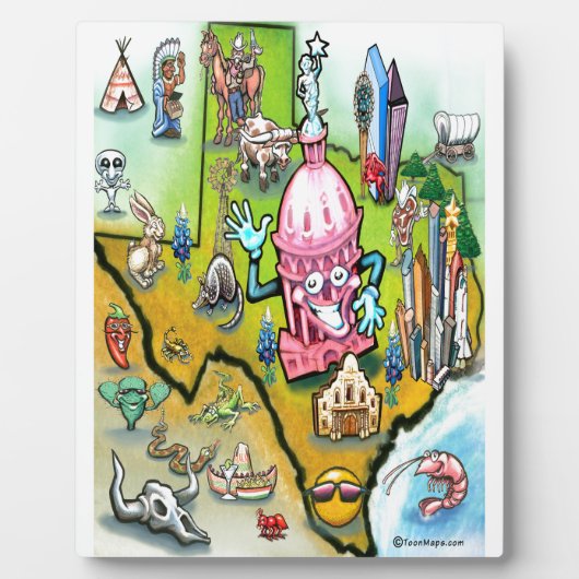 Austin Texas Cartoon Map Fotoplatte (Vorderseite)