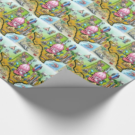 Austin Texas Cartoon Map Geschenkpapier (Ecke)
