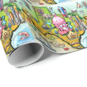 Austin Texas Cartoon Map Geschenkpapier (Rolleneckpunkt)