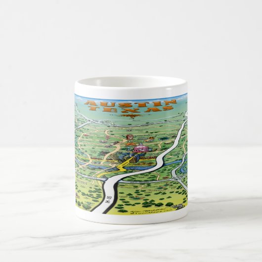 Austin Texas Cartoon Map Kaffeetasse (Mittel)