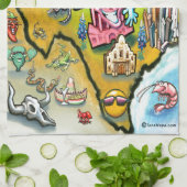 Austin Texas Cartoon Map Küchentuch (Gefaltet)
