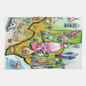 Austin Texas Cartoon Map Küchentuch (Horizontal)