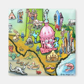 Austin Texas Cartoon Map Magnet (Vorne)