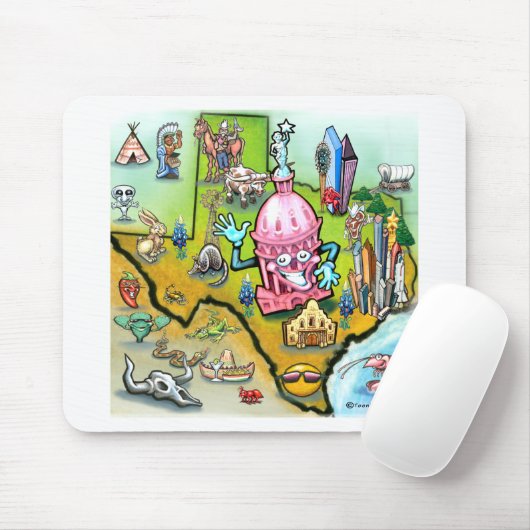 Austin Texas Cartoon Map Mousepad (Mit Mouse)