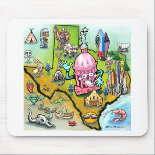 Austin Texas Cartoon Map Mousepad