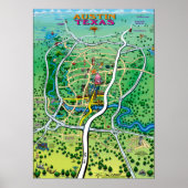 Austin Texas Cartoon Map Poster (Vorne)
