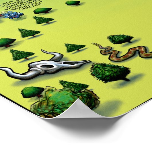 Austin Texas Cartoon Map Poster (Ecke)