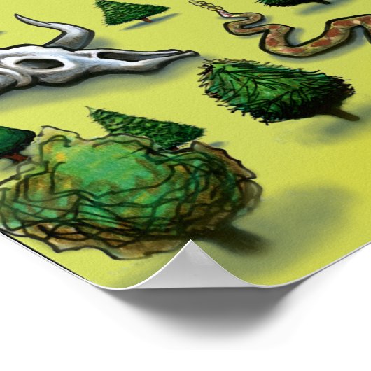 Austin Texas Cartoon Map Poster (Ecke)