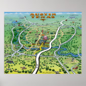 Austin Texas Cartoon Map Poster (Vorne)
