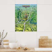 Austin Texas Cartoon Map Poster (Küche)