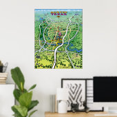 Austin Texas Cartoon Map Poster (Heimbüro)