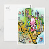 Austin Texas Cartoon Map Postkarte (Vorne/Hinten)