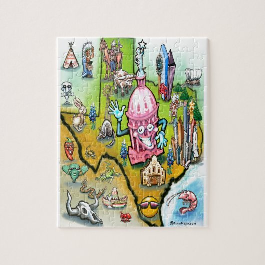 Austin Texas Cartoon Map Puzzle (Vertikal)