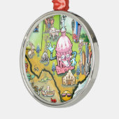 Austin Texas Cartoon Map Silbernes Ornament (Links)