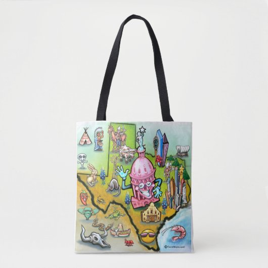 Austin Texas Cartoon Map Tasche (Vorderseite)