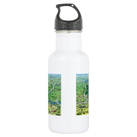 Austin Texas Cartoon Map Trinkflasche (Rückseite)