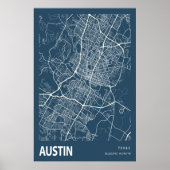 Austin Texas City Map Line Art Blue Print Poster (Vorne)