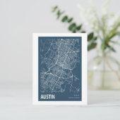 Austin Texas City Map Line Art Blue Print Postkarte (Stehend Vorderseite)