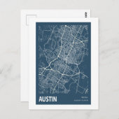 Austin Texas City Map Line Art Blue Print Postkarte (Vorne/Hinten)
