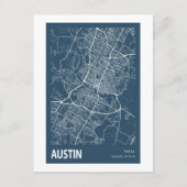 Austin Texas City Map Line Art Blue Print Postkarte (Vorderseite)