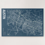Austin Texas City Map Line Art Blue Print Puzzle (Horizontal)