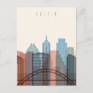 Austin, Texas   City Skyline Postkarte