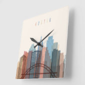 Austin, Texas| City Skyline Quadratische Wanduhr (Winkel)