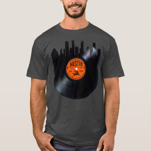 Austin Texas City Skyline Record Vintage LP Liebe T-Shirt