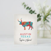 Austin Texas Colorful Longhorn Postkarte (Stehend Vorderseite)