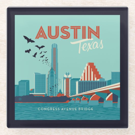 Austin, Texas | Congress Avenue Bridge Glasuntersetzer (Vorderseite)