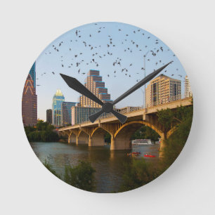 Austin, Texas Congress Bridge Bats Runde Wanduhr