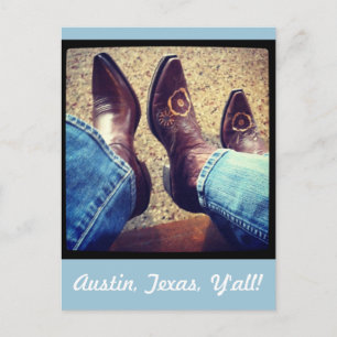 Austin Texas Cowboy Cowgirl Boots Postkarte