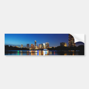 Austin Texas Downtown Night Skyline Ladybird Lake Autoaufkleber