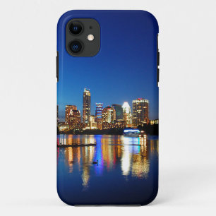 Austin Texas Downtown Night Skyline Ladybird Lake iPhone 11 Hülle