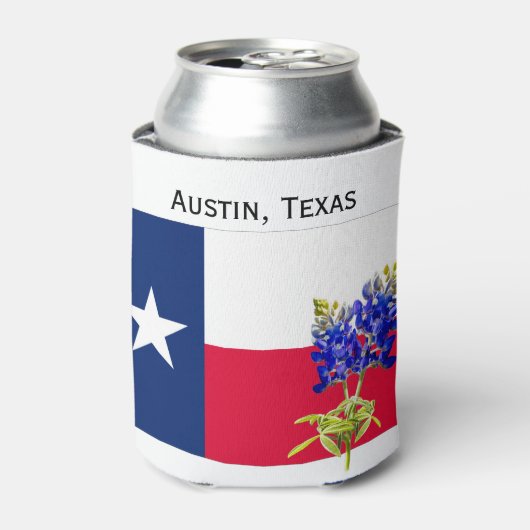 Austin, Texas, Flagge und Innenstadt Can Cooler Dosenkühler (Kanne Vorderseite)