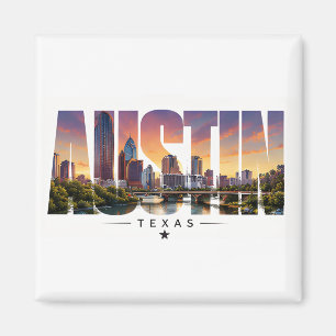Austin Texas Flussufer Skyline Reise Szene Magnet