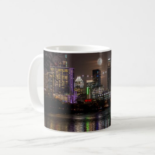 Austin, Texas Full Moon v2 Kaffeetasse (Vorderseite Links)