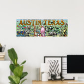 Austin Texas Fun Art Poster (Heimbüro)