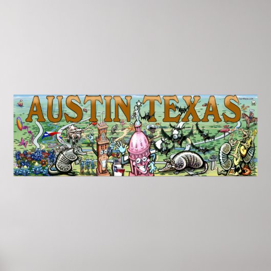 Austin Texas Fun Art Poster (Vorne)