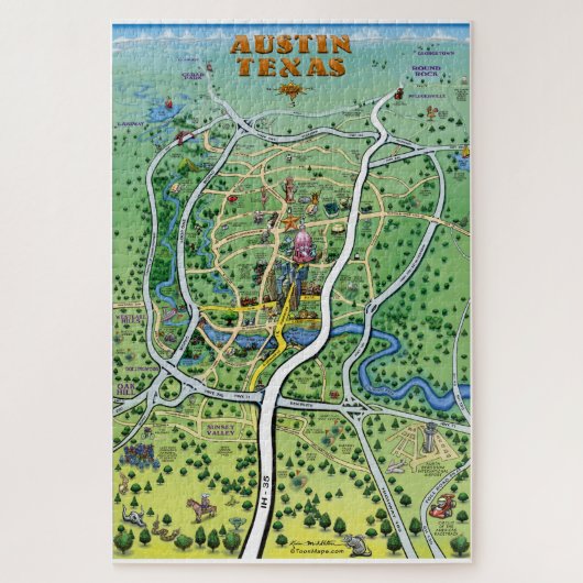 Austin Texas Fun Map Puzzle (Vertikal)