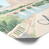 Austin Texas Gouache Paint Illustration Travel Poster (Ecke)