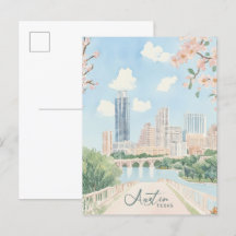 Austin Texas Gouache Paint Illustration Travel