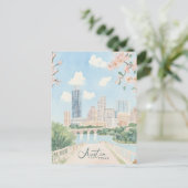 Austin Texas Gouache Paint Illustration Travel Postkarte (Stehend Vorderseite)