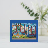 Austin, Texas Greetings (Blue Frame) Postkarte (Stehend Vorderseite)