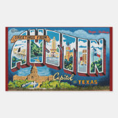 Austin, Texas Greetings Rechteckiger Aufkleber (Vorderseite)