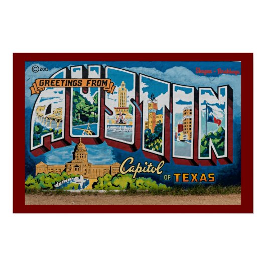 Austin, Texas Grüße Poster (Vorderseite)
