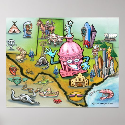 Austin TEXAS Karte Poster (Vorne)