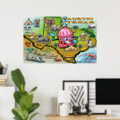 Austin TEXAS Karte Poster (Heimbüro)